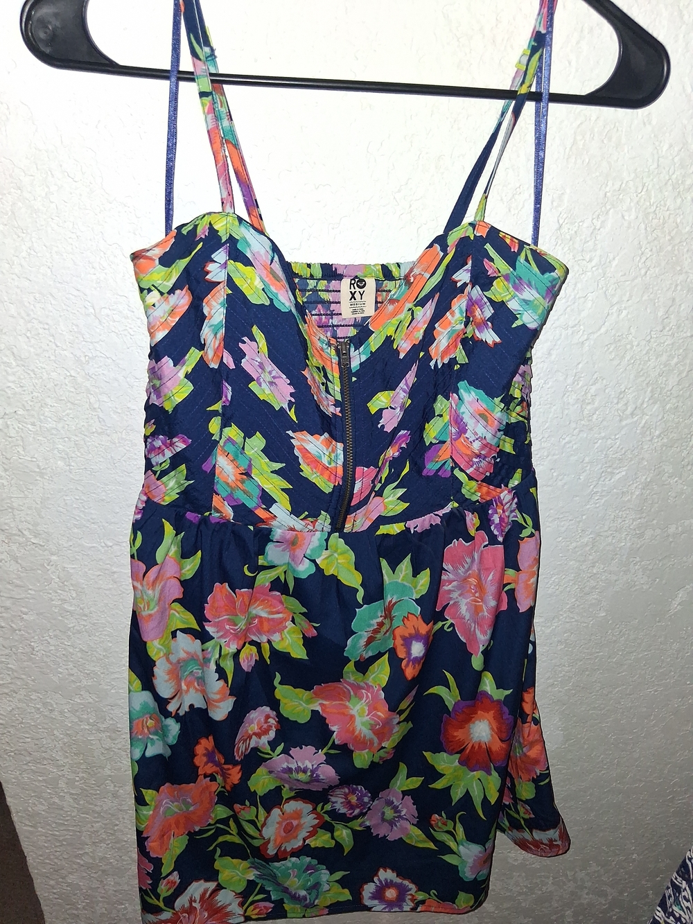 Set Of 2 Roxy Navy Floral Zip Sundress with Bright Multicolor Print